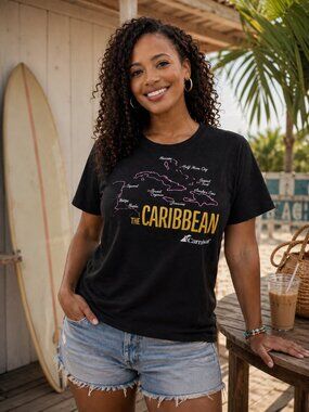 Vintage Vacation Graphic Tee Cruisecore Caribbean Shirt Size M